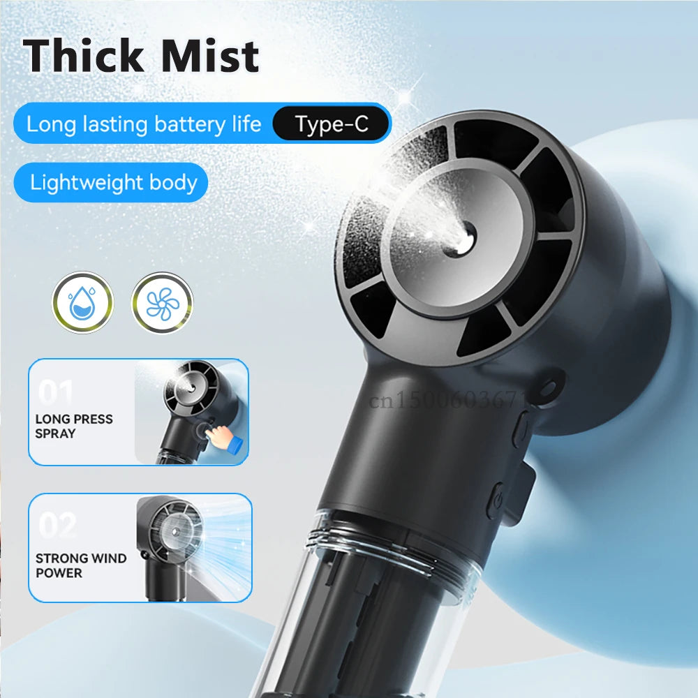 Mini Spray Fan Neck Hanging Humidifier Fan Portable Handheld Fan With 4 Gear Battery Rechargeable Hand Fan For Outdoor Child