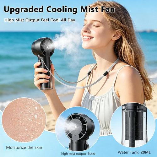 Mini Spray Fan Neck Hanging Humidifier Fan Portable Handheld Fan With 4 Gear Battery Rechargeable Hand Fan For Outdoor Child