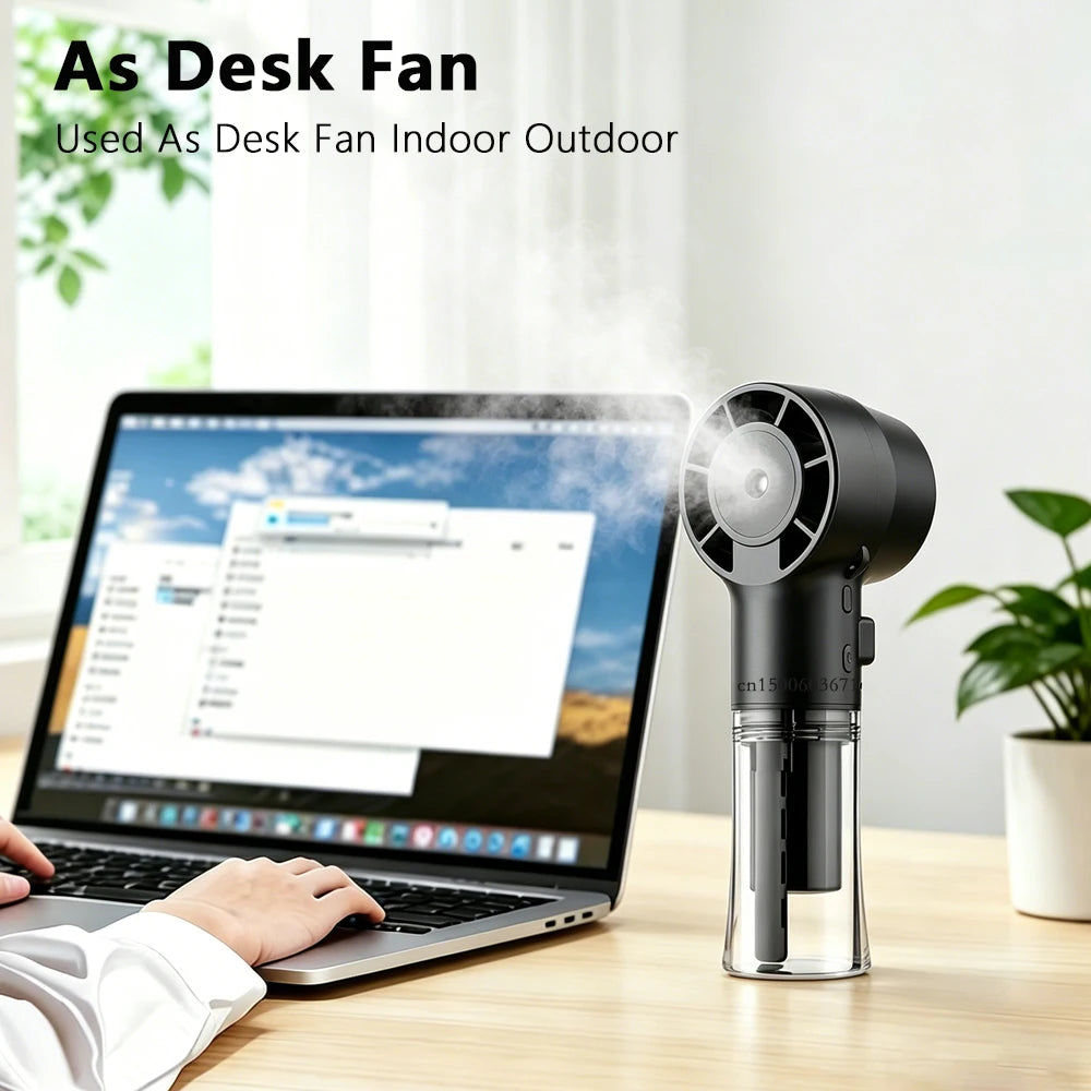 Mini Spray Fan Neck Hanging Humidifier Fan Portable Handheld Fan With 4 Gear Battery Rechargeable Hand Fan For Outdoor Child